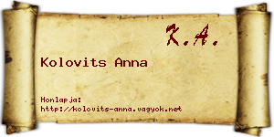 Kolovits Anna névjegykártya